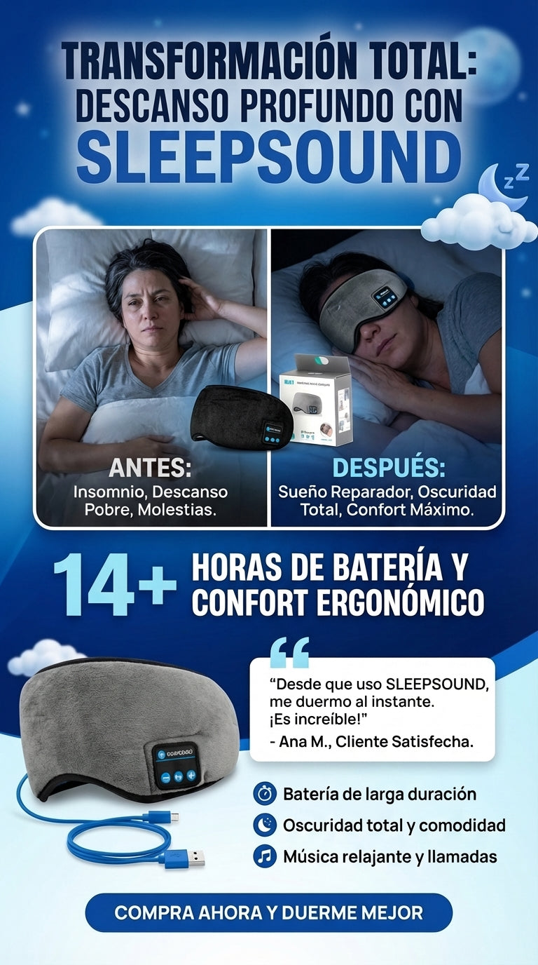 DUERME MEJOR, DESPIERTA RENOVADO – ANTIFAZ CON BLUETOOTH + ENVÍO GRATIS